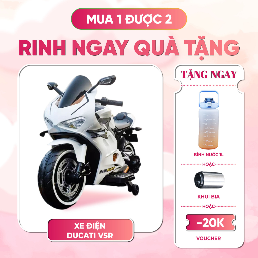 Siêu Xe Mô Tô Điện Alokid Ducati kích thước lớn cho bé 2-12 tuổi .Thiết kế tinh tế hiện đại Món quá cho bé yêu của bạ