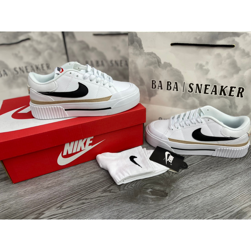 Giày Cao Cấp Thể Thảo Sneaker Ni/ke Court Lega/cy Lift Low ‘White Black Brown SIêu Xinh Ảnh Thật + freeship + Tặng Tất