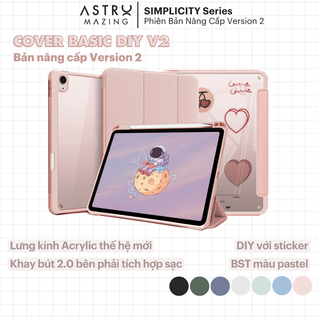 [Best Seller] Bao da iPad BASIC DIY V2 màu pastel AstroMazing Case Acrylic version 2 cho iPad Pro 11 Air 4 5 Gen 8 9