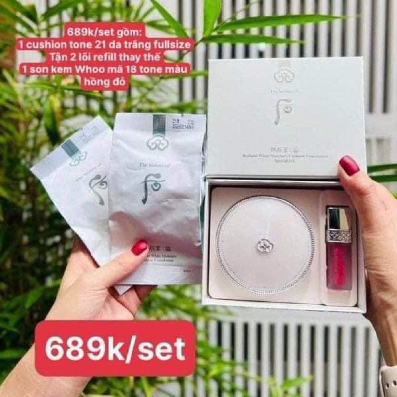 Phấn Nước Dưỡng Trắng WHOO Seol Radiant White Tone Up Sun Cushion