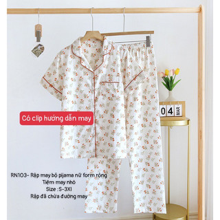 RN103_Rập giấy may bộ pijama nữ ngắn tay form rộng