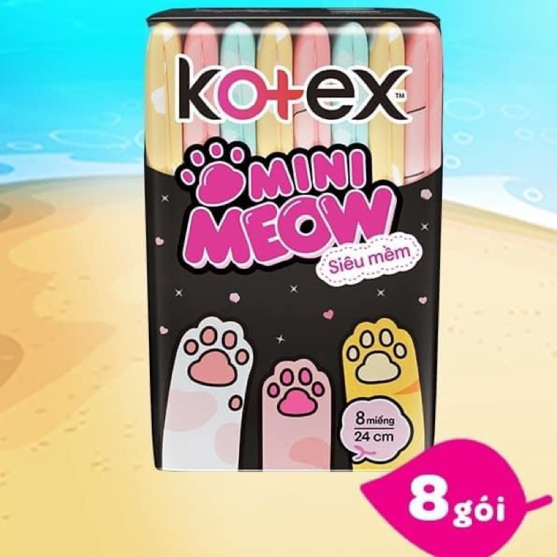 Băng vệ sinh mini meow Kotex siêu mỏng cánh 8 miếng