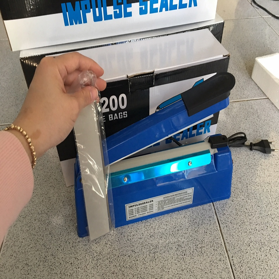 Máy hàn miệng túi 20cm VỎ SẮT, máy hàn túi bóng,máy dán túi nilon hàn mọi chất liệu túi nhanh chóng tiện lợi