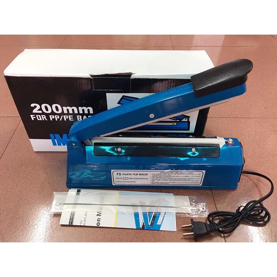 Máy hàn miệng túi 20cm VỎ SẮT, máy hàn túi bóng,máy dán túi nilon hàn mọi chất liệu túi nhanh chóng tiện lợi