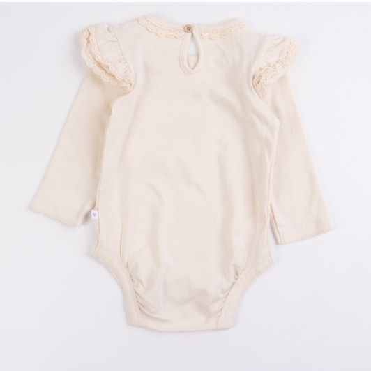 Bodysuit cho bé gái sơ sinh 0-3m SPROUT dài tay màu be kem Body chip newborn xuất dư cho bé Áo liền quần bé gái