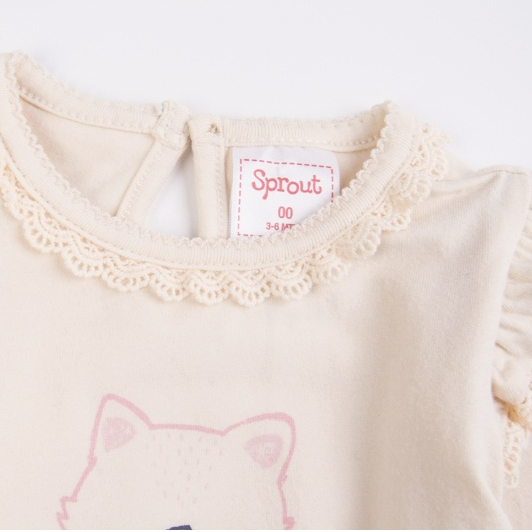 Bodysuit cho bé gái sơ sinh 0-3m SPROUT dài tay màu be kem Body chip newborn xuất dư cho bé Áo liền quần bé gái