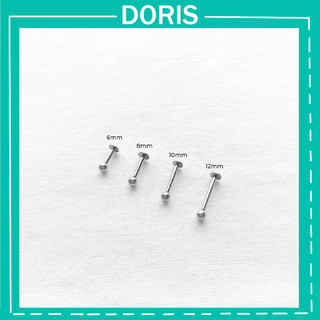  Bông tai xỏ khuyên bạc thép y tế Titan Bi Tròn Thân 1,2mm nhiều kích thước 