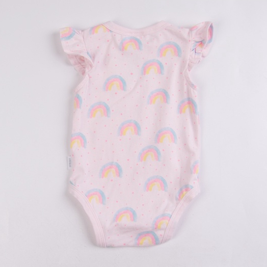 Bodysuit cho bé gái sơ sinh 0-3m SPROUT ngắn tay màu hồng cầu vồng Body chip newborn xuất dư cho bé Áo liền quần bé gái
