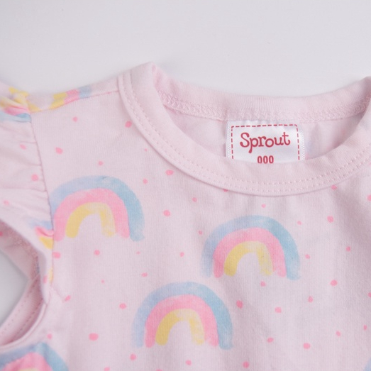Bodysuit cho bé gái sơ sinh 0-3m SPROUT ngắn tay màu hồng cầu vồng Body chip newborn xuất dư cho bé Áo liền quần bé gái