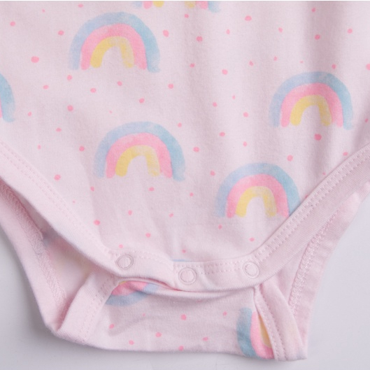 Bodysuit cho bé gái sơ sinh 0-3m SPROUT ngắn tay màu hồng cầu vồng Body chip newborn xuất dư cho bé Áo liền quần bé gái