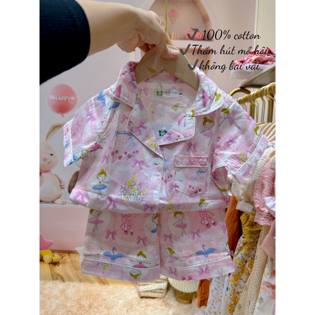 Bộ đồ PYJAMA cho BÉ TRAI VÀ BÉ GÁI, cộc tay, hoạ tiết dễ thương ,chất thô cotton mát,thấm hút mồ hôi