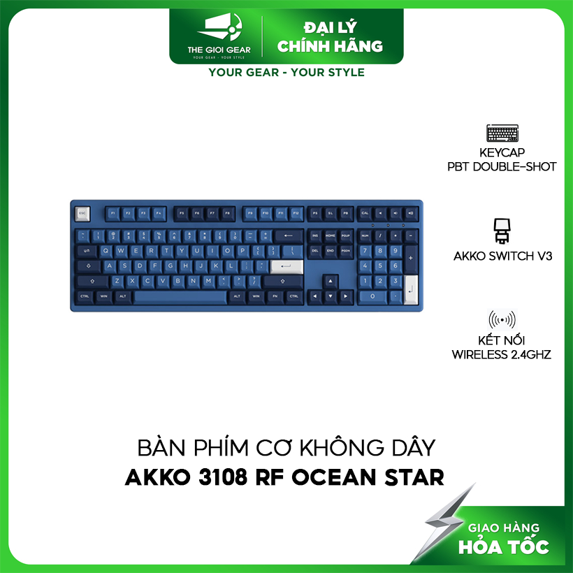 Bàn Phím Cơ Không Dây - AKKO 3108 RF Ocean Star / 2.4Ghz / Type C / AKKO Switch V3