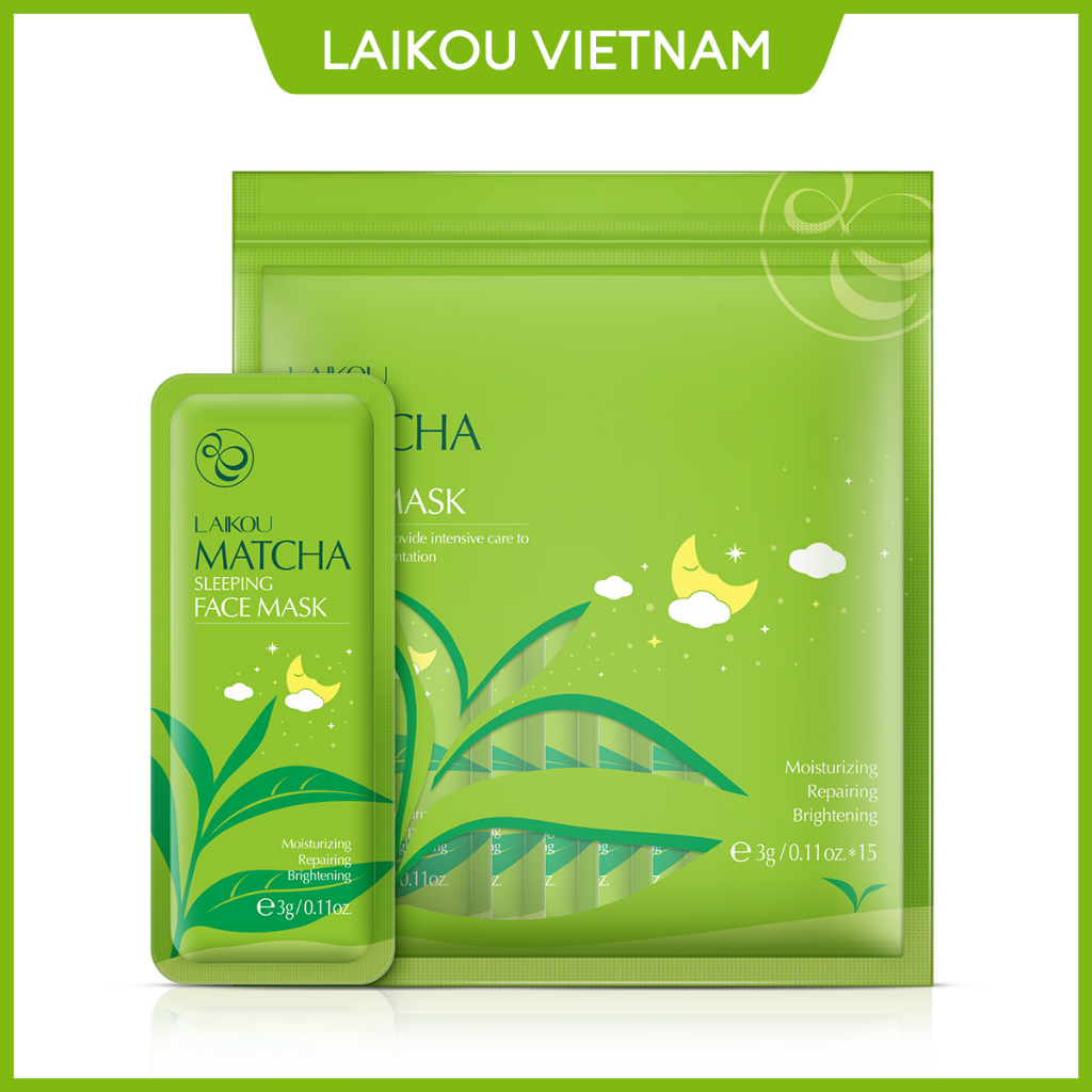 Mặt nạ ngủ trà xanh/ hoa anh đào giúp cấp ẩm và làm sáng da 3g*15pcs