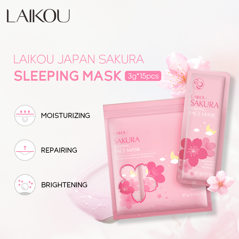 Mặt nạ ngủ trà xanh/ hoa anh đào giúp cấp ẩm và làm sáng da 3g*15pcs