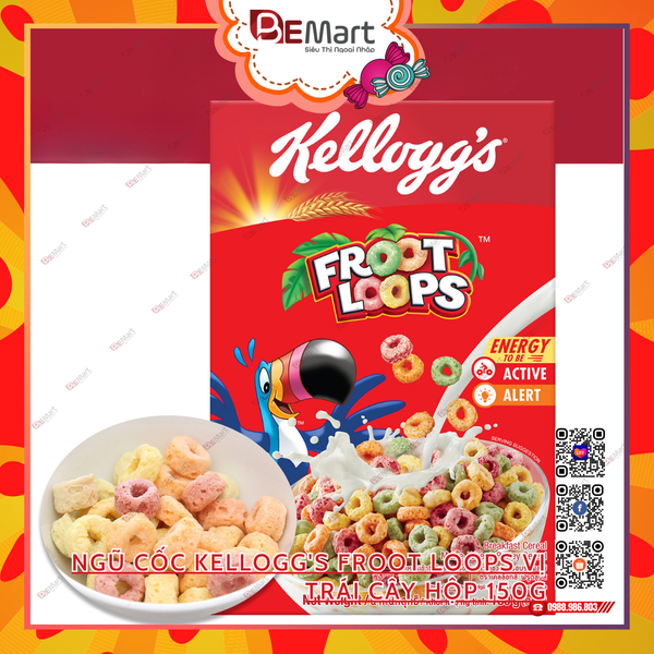 NGŨ CỐC ĂN SÁNG FROOT LOOPS KELLOGG'S VỊ TRÁI CÂY 160GR THÁI LAN
