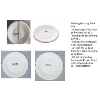 Set 10 dĩa giấy bã mía sò 21cm