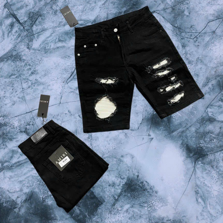 Quần short jean nam chất denim cao cấp đen rách bạ màu đẹp dày dặn co dãn nhẹ chuẩn form YUKI OUTFIT | BigBuy360 - bigbuy360.vn