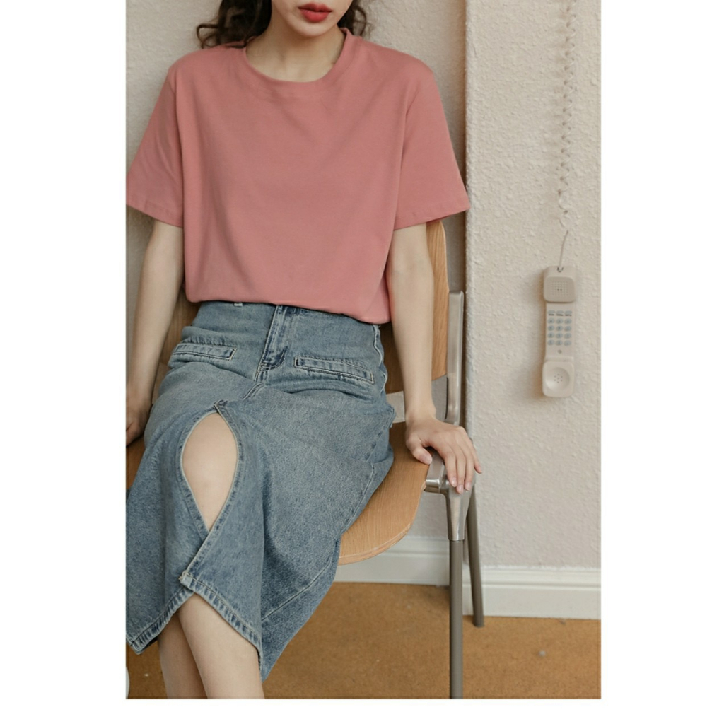 Áo thun cotton nữ trơn basic ALICE, Áo phông trơn Hàn Quốc năng động