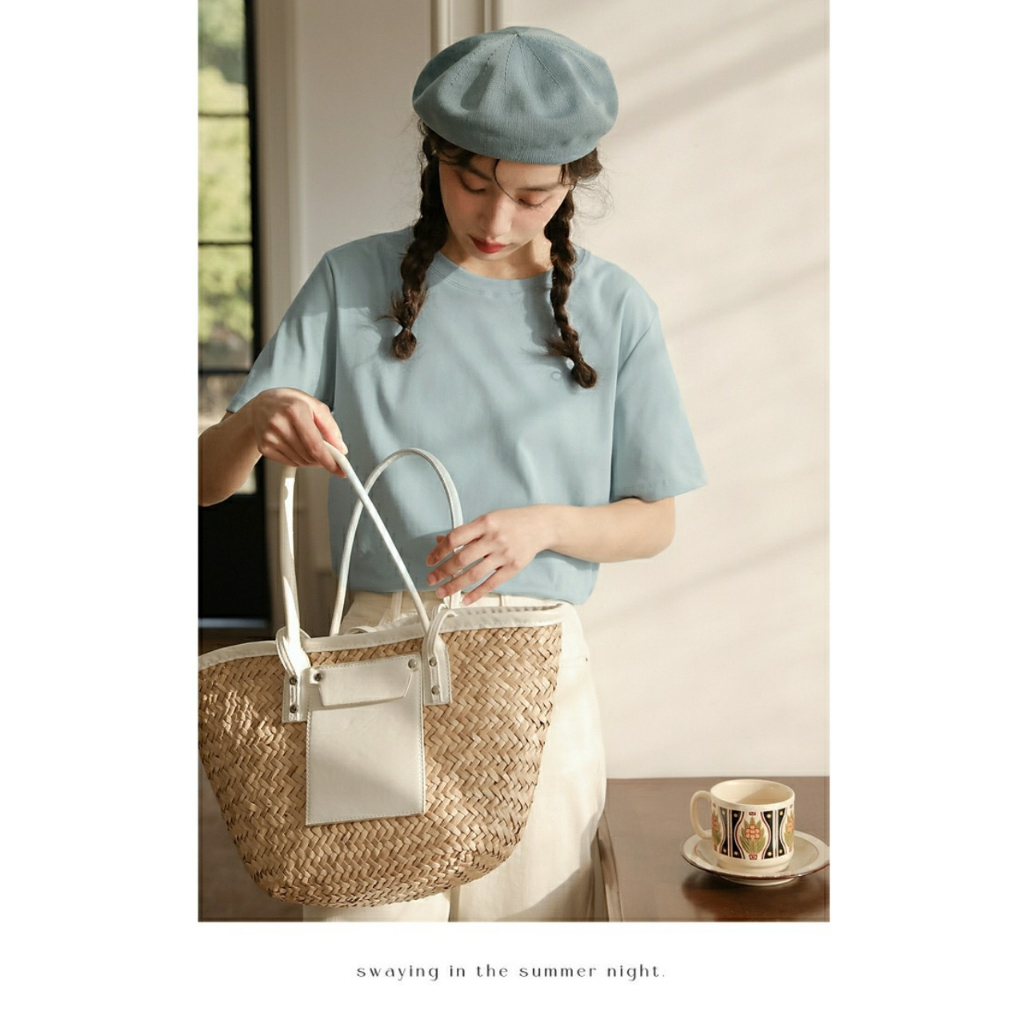 Áo thun cotton nữ trơn basic ALICE, Áo phông trơn Hàn Quốc năng động