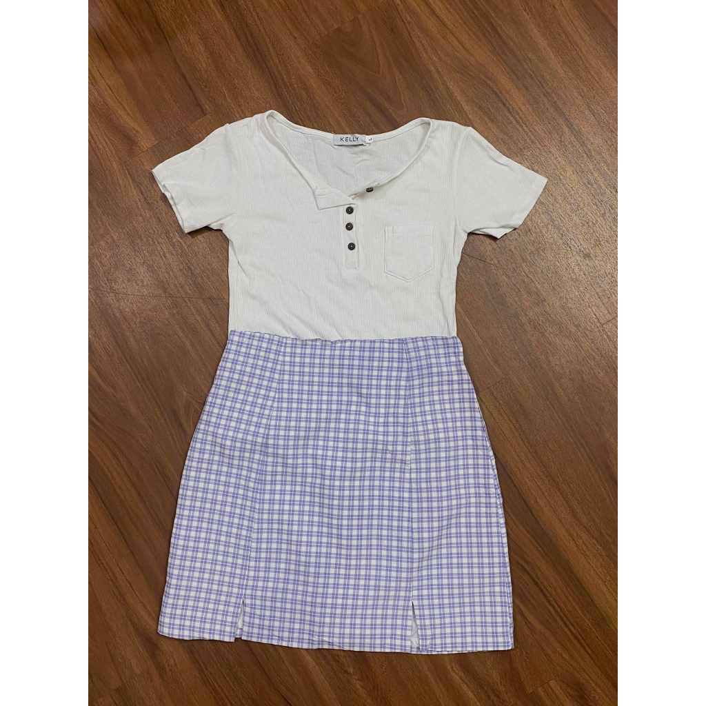 XẢ SIỂU RẺ 2hand chân váy kẻ vintage form chữ A