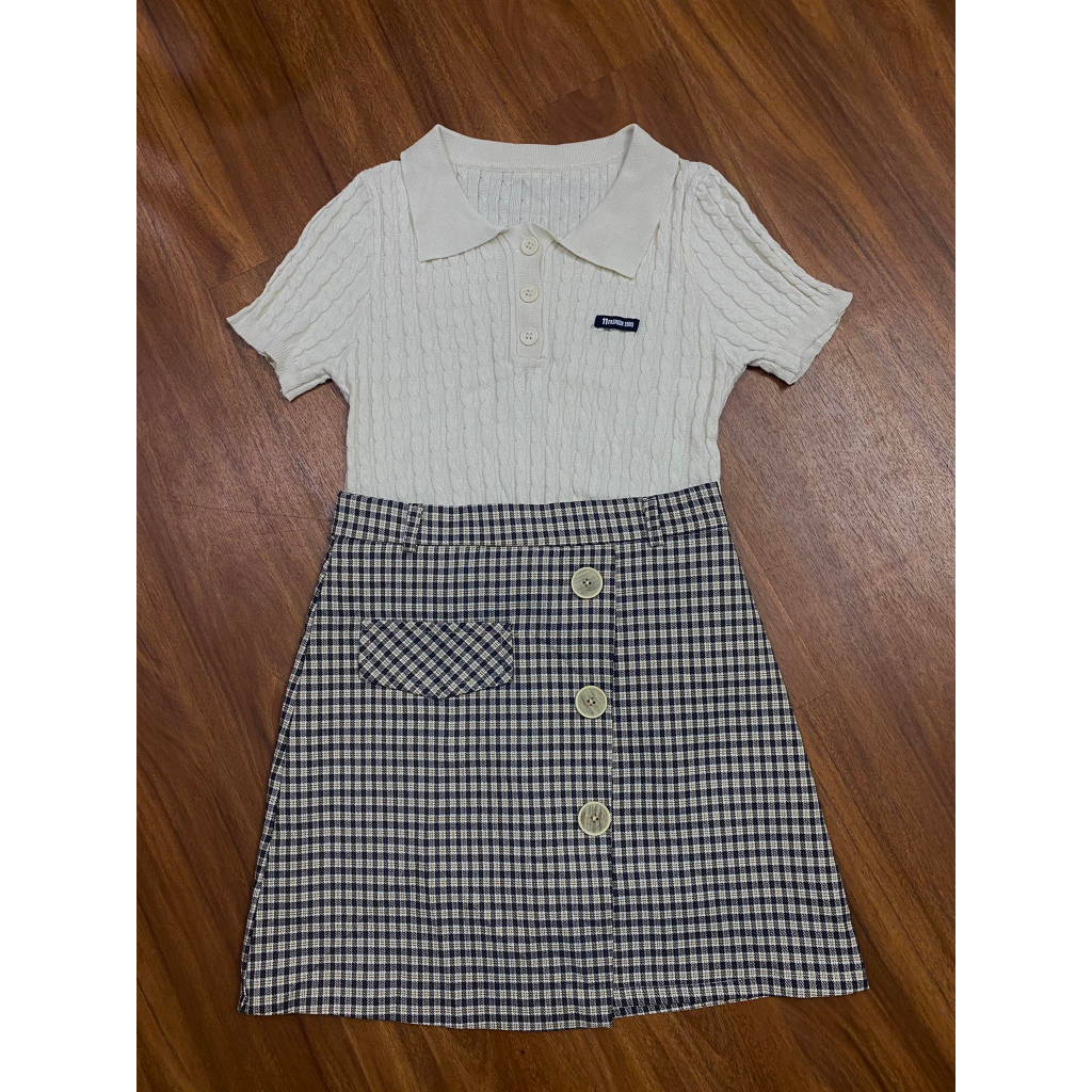 XẢ SIỂU RẺ 2hand chân váy kẻ vintage form chữ A