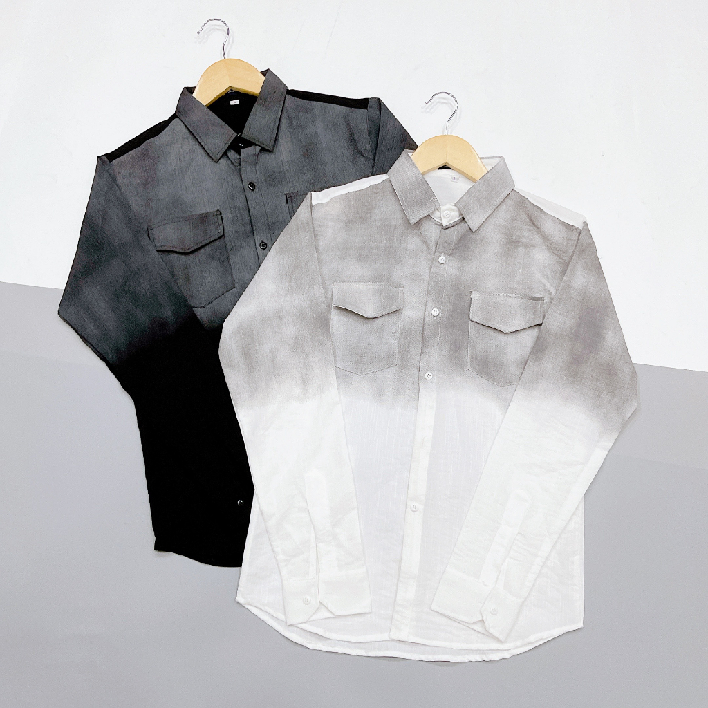 Áo sơ mi nam tay dài chất đũi hàn mềm mịn loang màu mẫu mới cao cấp-AHFASHION