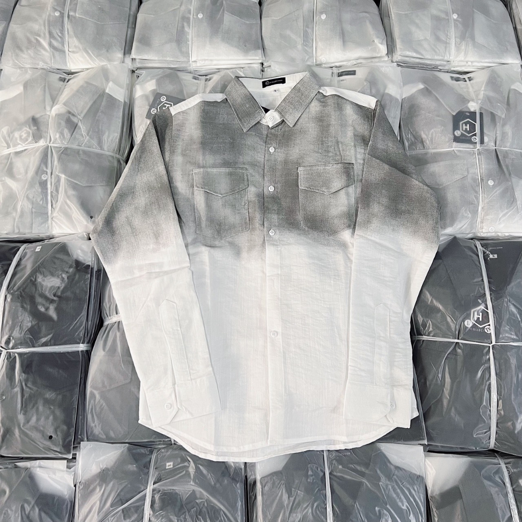 Áo sơ mi nam tay dài chất đũi hàn mềm mịn loang màu mẫu mới cao cấp-AHFASHION