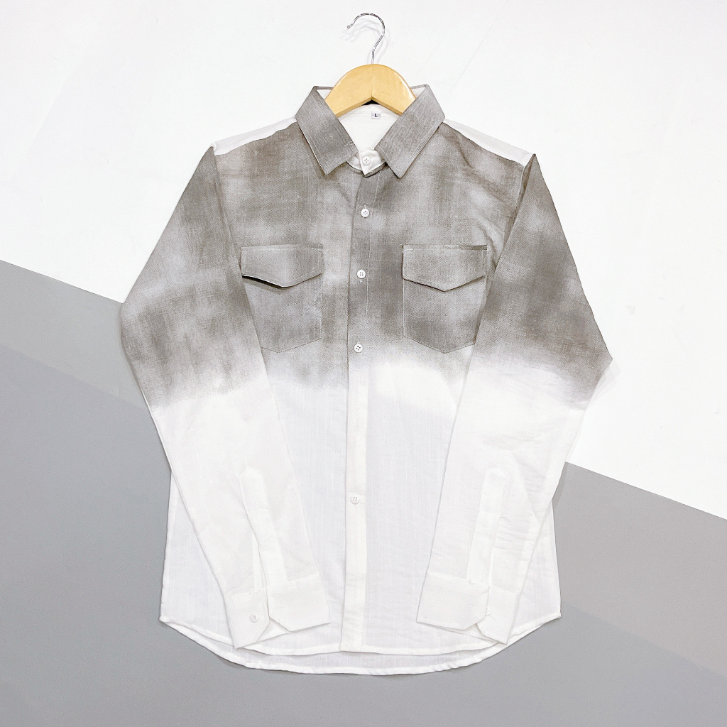 Áo sơ mi nam tay dài chất đũi hàn mềm mịn loang màu mẫu mới cao cấp-AHFASHION