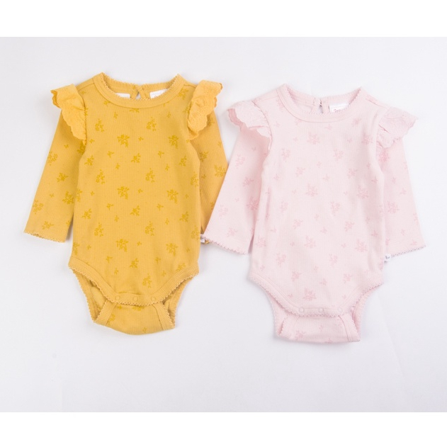 Áo liền quần bé gái bodysuit sơ sinh SPROUT dài tay 0-3 tháng xuất dư