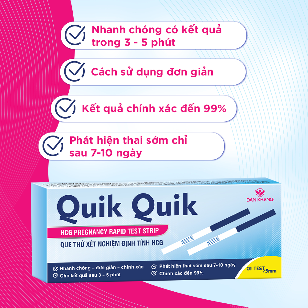 (Che tên kín đáo) Que thử thai Phát Hiện Thai Sớm Sau 7-10 ngày Quik Quik Độ Chính Xác Đến 99%