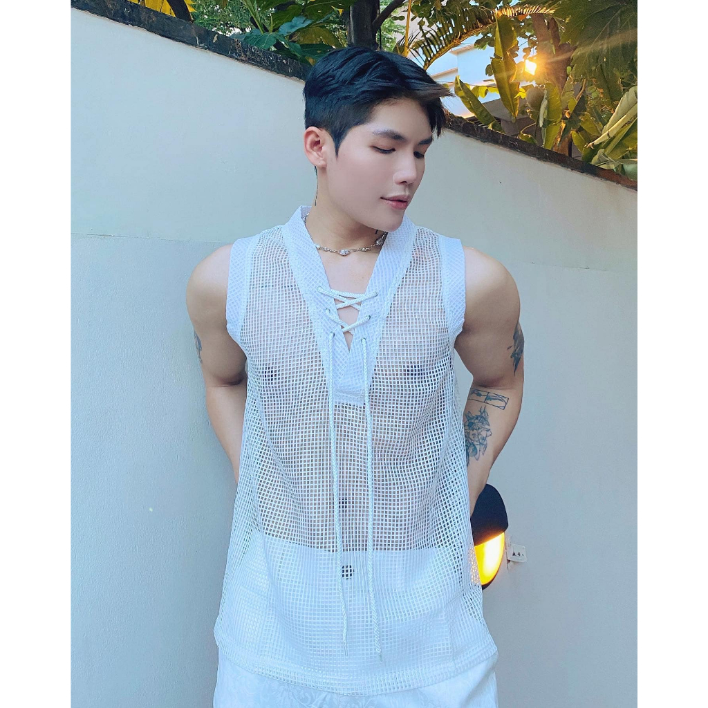 Áo tanktop lưới phối dây sexy đi biển thời trang thương hiệu REO Concept