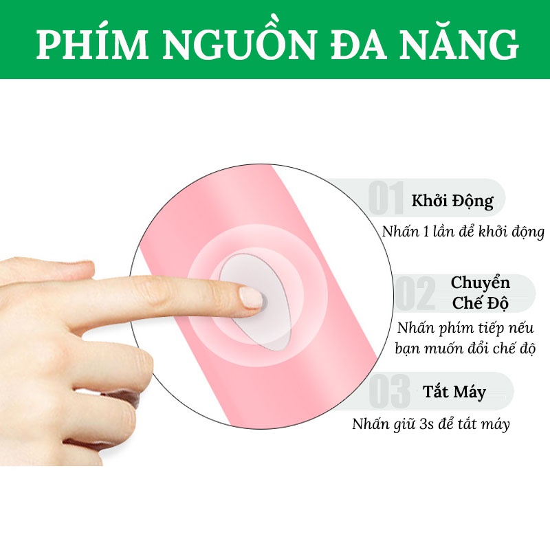 Bàn Chải Điện, Bàn Chải Đánh Răng Điện Tự Động 5 Chế Độ Thông Minh HOUSESHOP68 - Tặng Kèm 3 Đầu Thay Thế