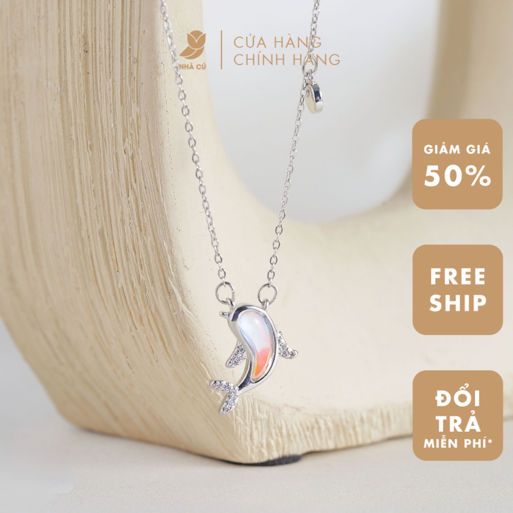 Dây chuyền nữ đá ZIRCON CZ 5A ánh xà cừ NHÀ CÚ màu bạc xinh xắn 7072