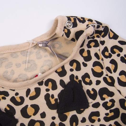 Váy bé gái 0-9 tháng bodysuit sơ sinh TU dài tay họa tiết da báo màu đen váy đầm đầy tháng xuất dư cho bé