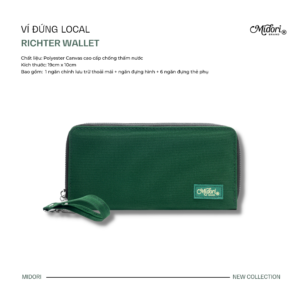 Ví Vải Ngang Dài RICHTER WALLET Nam Nữ Polyester Siêu Bền Đẹp Chống Nước Unisex local brand chính hãng M Midori