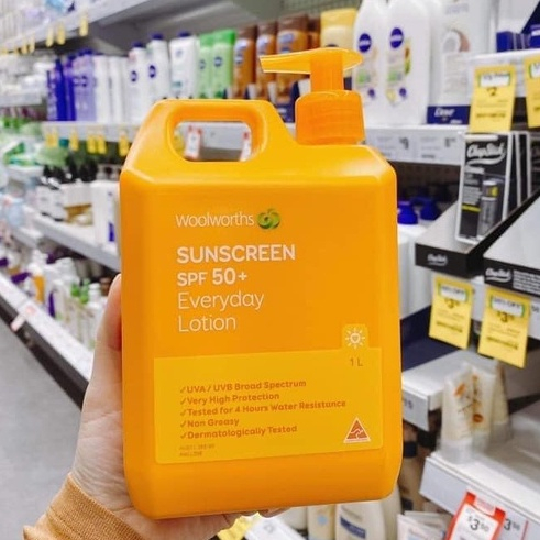 Kem chống nắng Woolworths Everyday Lotion Sunscreen SPF 50+, Úc (đủ size) không gây nhờn rít dùng được cho mặt và body