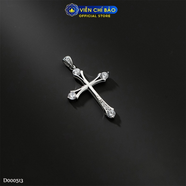 Dây chuyền bạc nữ mặt thập giá đính đá chất liệu bạc Ý 925 thời trang phụ kiện trang sức Viễn Chí Bảo D000513