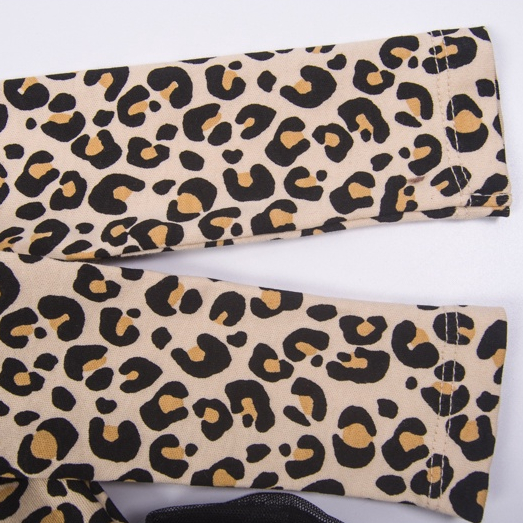 Váy bé gái 0-9 tháng bodysuit sơ sinh TU dài tay họa tiết da báo màu đen váy đầm đầy tháng xuất dư cho bé