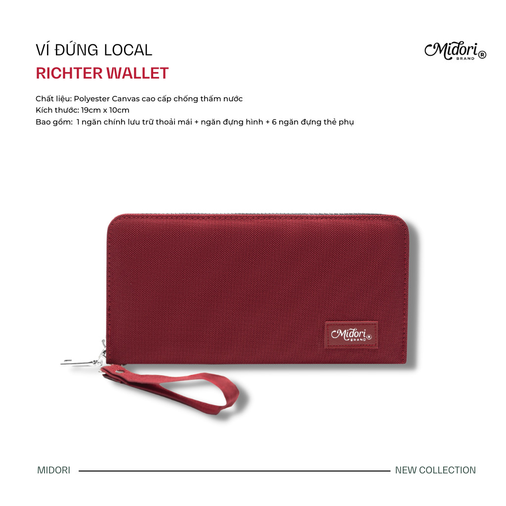 Ví Vải Ngang Dài RICHTER WALLET Nam Nữ Polyester Siêu Bền Đẹp Chống Nước Unisex local brand chính hãng M Midori