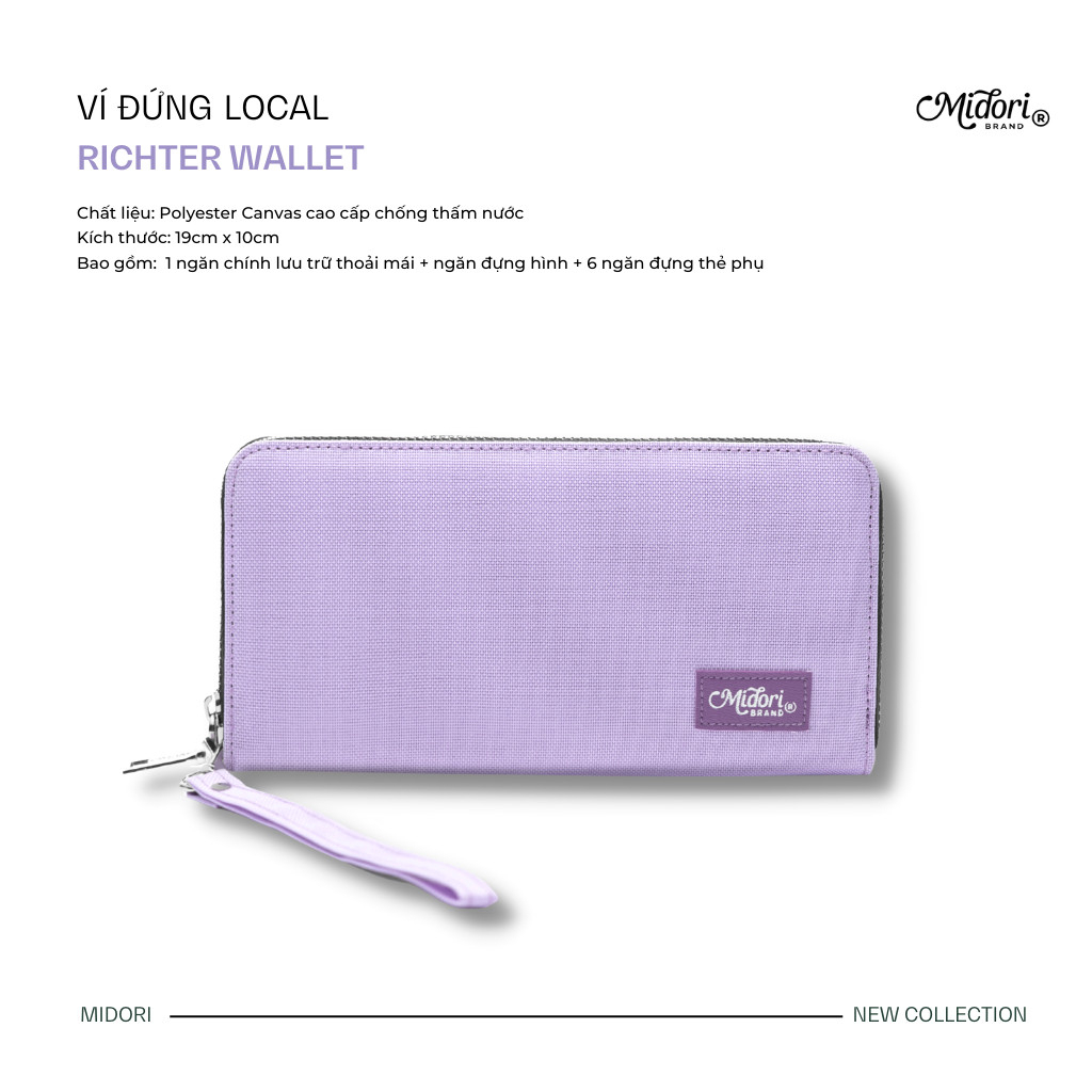 Ví Vải Ngang Dài RICHTER WALLET Nam Nữ Polyester Siêu Bền Đẹp Chống Nước Unisex local brand chính hãng M Midori