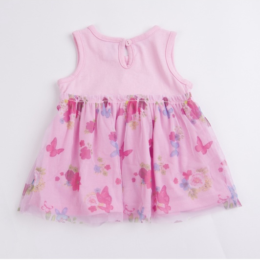 Đầm sơ sinh bé gái BABY màu hồng đầy tháng 0-3 tháng xuất dư