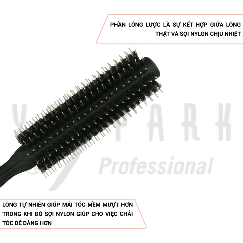 Lô sấy tóc Carbon Tiger Brush YS PARK professional lược uốn chịu nhiệt 42mm chính hãng YS-490(T-6)