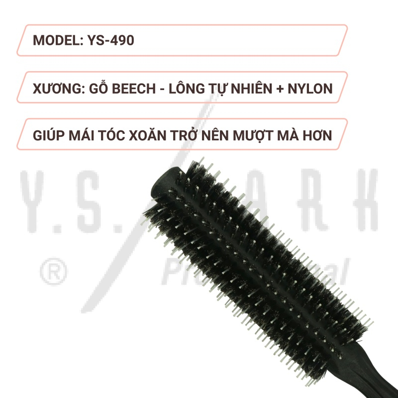 Lô sấy tóc Carbon Tiger Brush YS PARK professional lược uốn chịu nhiệt 42mm chính hãng YS-490(T-6)