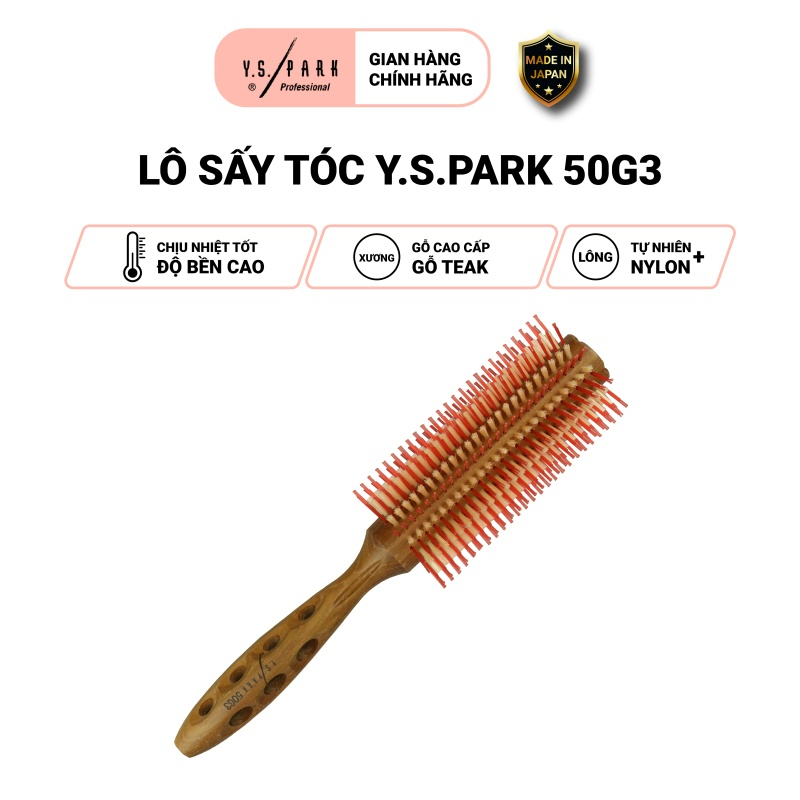 Lô sấy tóc Curl Shine Styler YS PARK lược uốn chịu nhiệt 50mm chính hãng YS-50G3