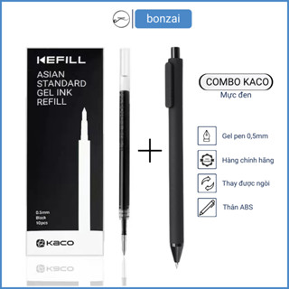 COMBO 10 Ngòi Kaco Đen + 1 Bút Gel Kaco Pure Đen