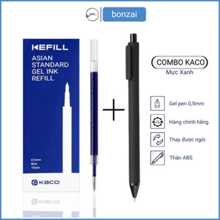 COMBO 10 Ngòi Kaco Xanh+ 1 Bút Gel Kaco Pure Đen.