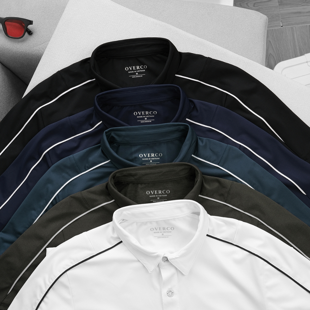 ÁO Polo Nam Leat OVERCO Chất Vải Cotton USA Mềm Mịn Thoáng Mát Phối Viền Thể Thao