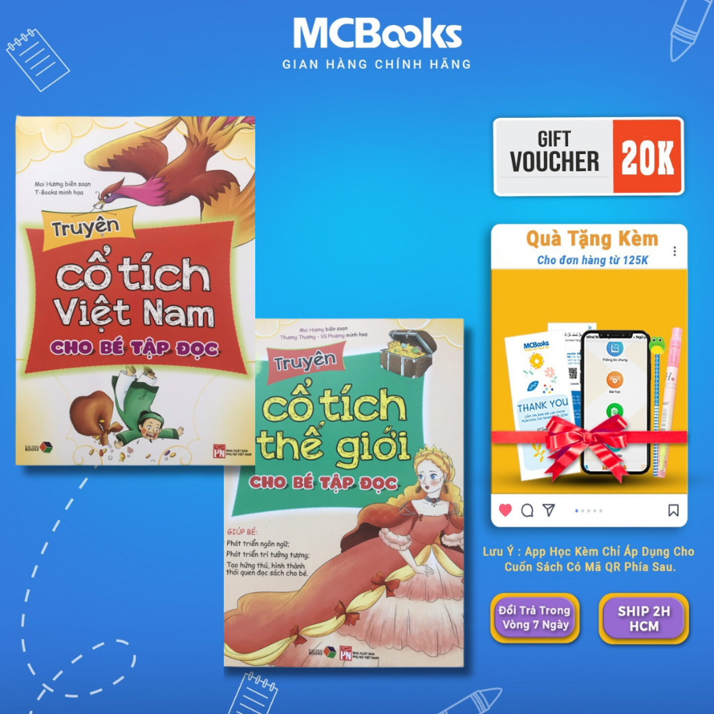 Sách - Combo 2 Cuốn Truyện cổ tích Thế Giới cho bé tập đọc + Truyện cổ tích Việt Nam cho bé tập đọc Mcbooks