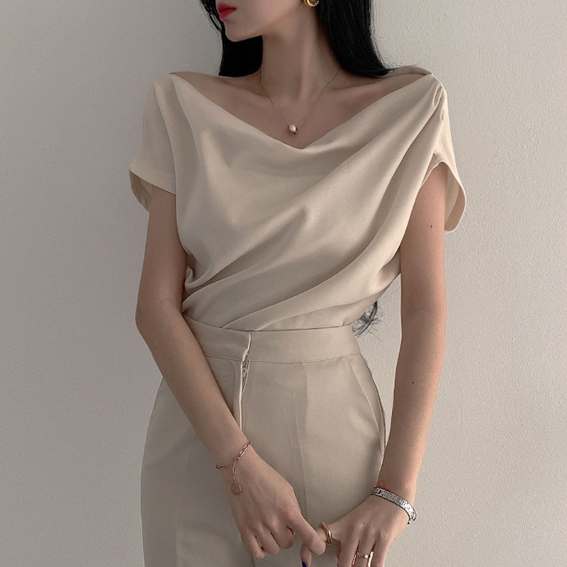 a48|áo sơ mi nữ hàn quốc thiết kế cổ trễ vai thanh lịch công sở, đi làm, đi chơi gd_order
