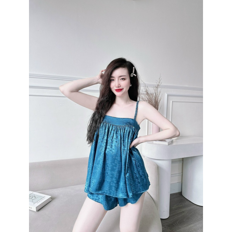 Đồ Bộ Nữ, Bộ Mặc Nhà 2 Dây Nữ lụa gấm tơ tằm, freesize 40-65kg, tuỳ chiều cao